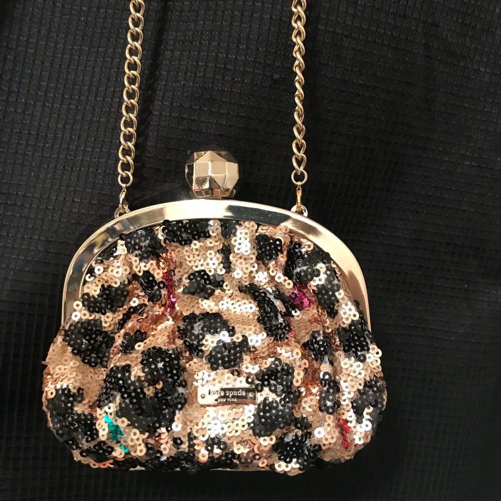 Kate spade sequin leopard evening bag